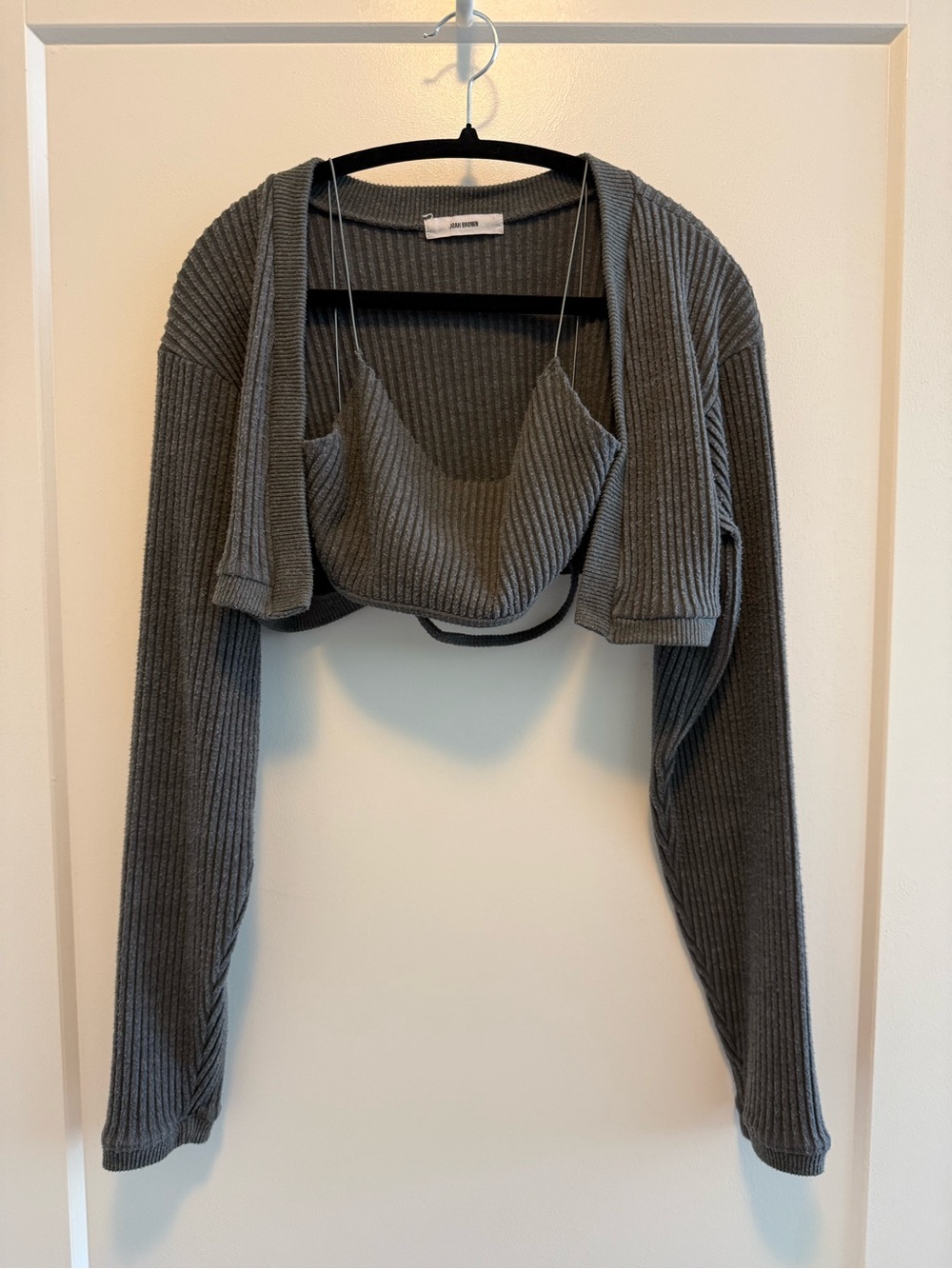 Joah brown luxe knit shrug set